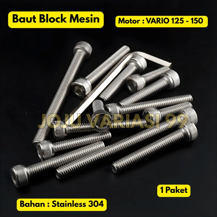 Gambar Baut Blok Mesin Motor VARIO 125 - 150 Stainless 304 Kode A2-70 Kiri Kanan Full Set Anti Karatan - 1 Paket dari JOJU VARIASI 99 undefined Tokopedia