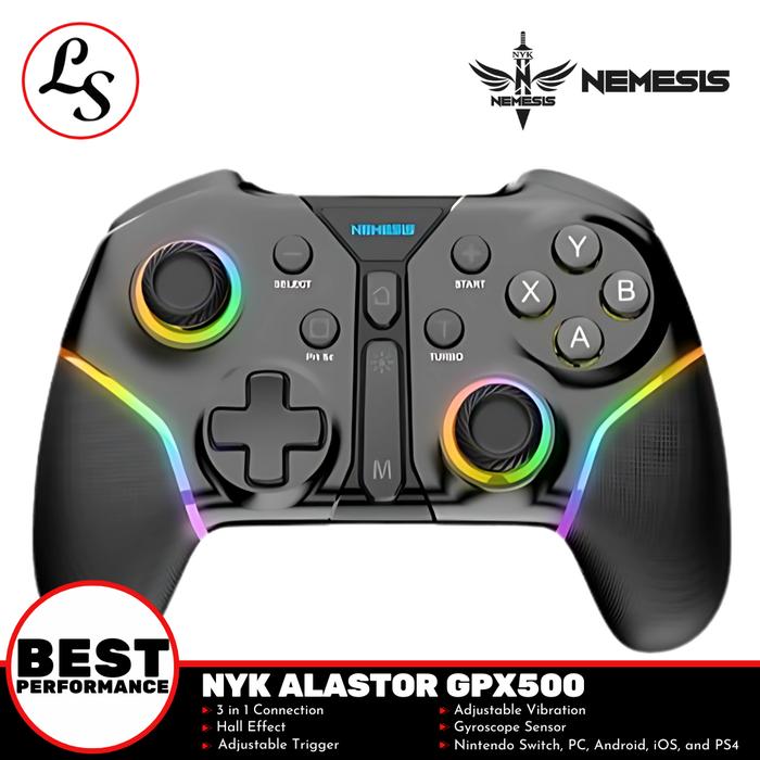 Gambar NYK NEMESIS GAMEPAD Alastor GPX500 3 in 1 Connection Gyro Sensor Hall Effect - Hitam dari Lightspeed Com undefined Tokopedia