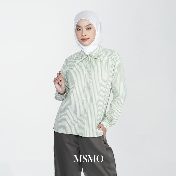 Gambar [LIVE EXCLUSIVE] MSMO Audrey Shirt Kemeja Wanita / Blouse Wanita / Kemeja Lengan Panjang / Kemeja Kantor / Office Wear / Atasan Wanita - Sage, S dari MSMO.ID undefined Tokopedia