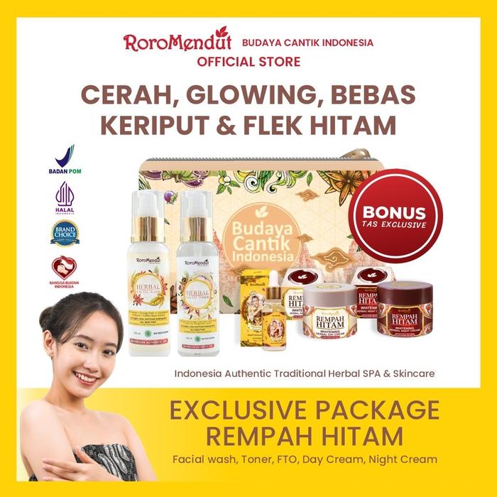 Gambar [Formula Baru] 𝐑𝐎𝐑𝐎 𝐌𝐄𝐍𝐃𝐔𝐓 Rempah Hitam Whitening Exclusive Package | Bpom Halal Skincare Day Night Cream Jerawat Berminyak Komedo Krim Pagi Malam Facial Wash Face Toner Sabun Pembersih Wajah Muka Whitening Pemutih Pencerah Glowing Salep Pelicin Pelembab - Exc With FTO dari grosirpiringsendok terbaarry undefined Tokopedia