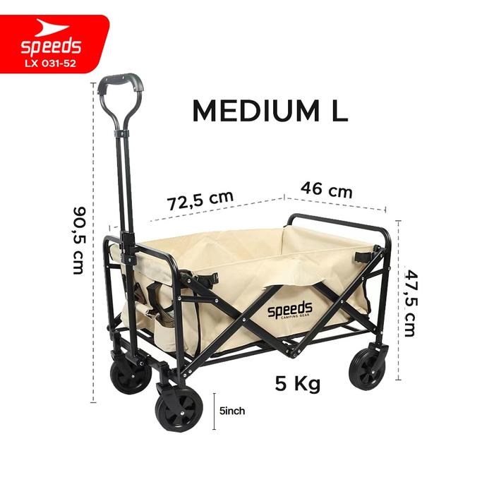 Gambar SPEEDS Keranjang Camping Gerobak Lipat Troli Barang Box Serbaguna Kursi Glamping Piknik Mancing Outdoor Simple 031-53 - 52 KREM dari Calary Toys undefined Tokopedia