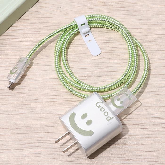 Gambar Set 5 pcs 4 in1 Silikon Case 3D Kartun Lucu Pelindung Batok Charger iPhone 18watt / 20watt Pelindung Kabel Ujung Kabel Pengikat Kabel Ikat Kabel Cover Travel Adapter Adaptor Silicone Cable Bite Cartoon Super Hero Disney Kaws-Ver - Wajah tersenyum hija dari SINTIA JULANDA undefined Tokopedia