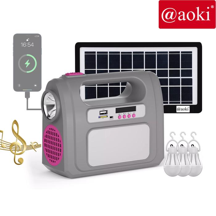 Gambar AOKI Solar Power System Tenaga Surya Multifungsi dengan Pemutaran Audio, Bluetooth, Radio, dan Power Bank dari Aoki Official undefined Tokopedia