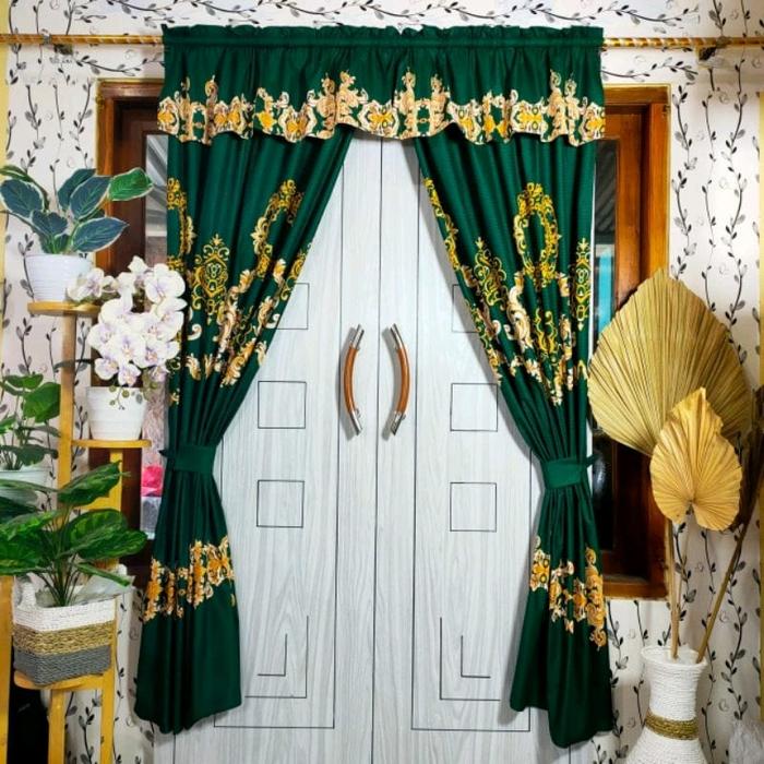 Gambar GORDEN SERUT PINTU DAN JENDELA PAKET HEMAT 100 RIBU DAPAT 5 PCS BAHAN KATUN MOTIF ELEGANT Tali - green priyanka, PAKET 5 PCS (L100cm x T200cm) dari Berkah Cuilan Gombal undefined Tokopedia