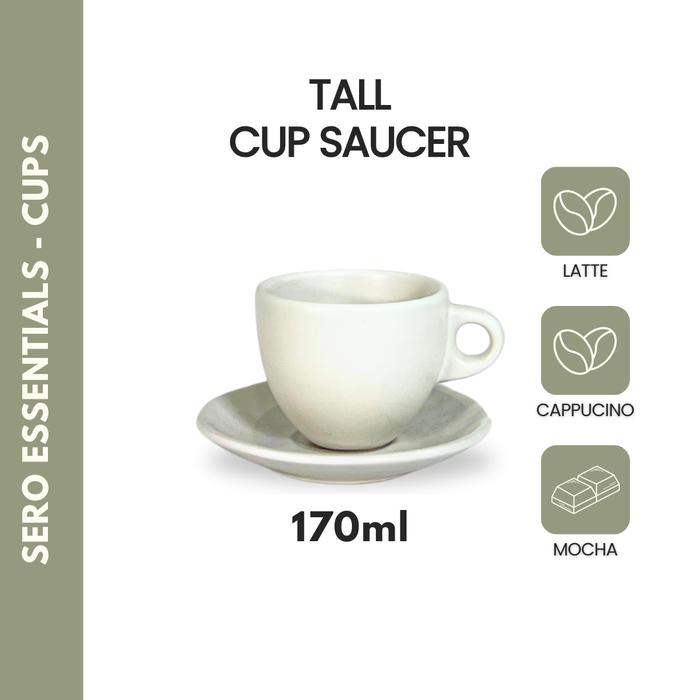 Gambar SERO TALL CUP & SAUCER - Cangkir Kopi Keramik - Cappucino Coffee - Pastel White 17CL dari Kumala Home & Kitchen undefined Tokopedia