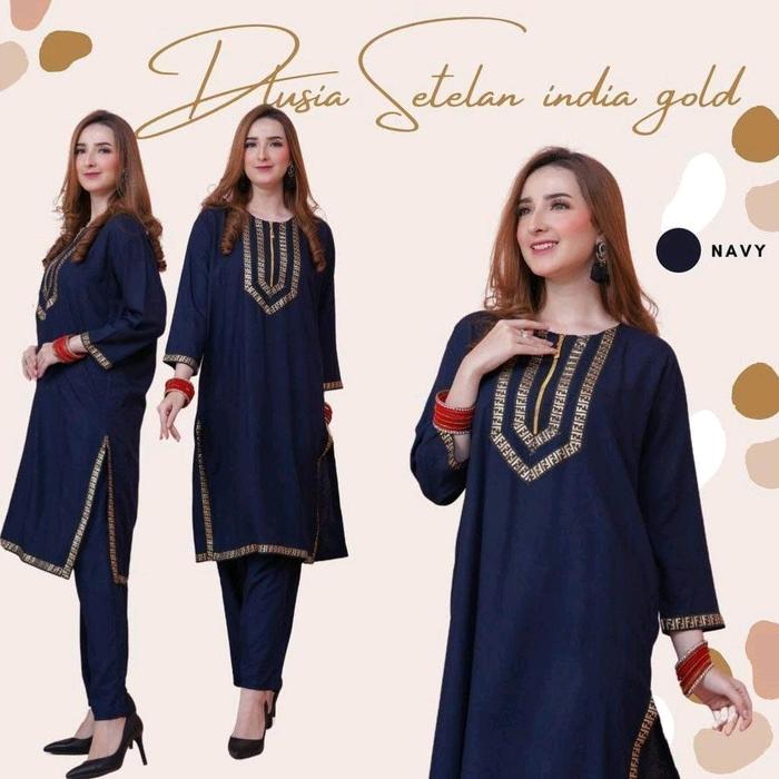 Setelan Rok India Promo Setelan India Jumbo Bahan Crinkle Airflow - navi, jumbo - Kota ...