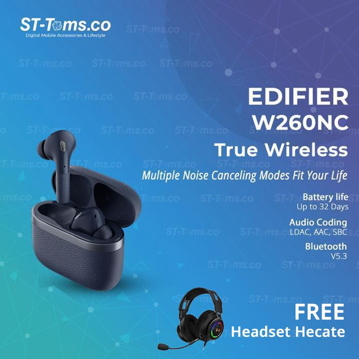 Gambar Edifier W260NC / W 260NC / W260 NC / W 260 NC True Wireles TWS Active Noise Cancellation ANC LDAC 32Hrs - Dark Blue dari ST-Toms.co undefined Tokopedia