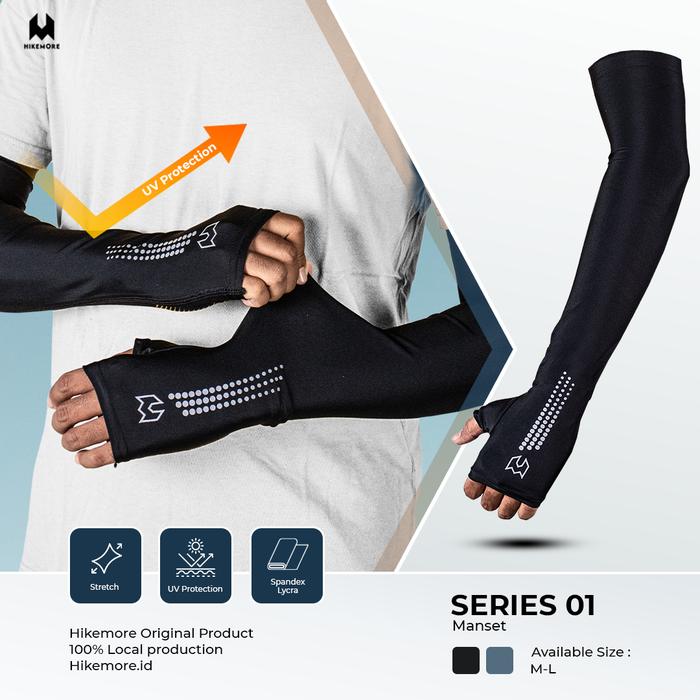 Gambar Manset Outdoor Sport Hikemore 01 Anti UV Arm Sleeve - Black, M dari Hikemore Kab. Tangerang Tokopedia