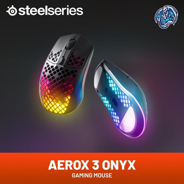 Gambar Steelseries Aerox 3 Onyx RGB Ultra-Lightweight Wireless Gaming Mouse Truemove Air - Onyx dari ChemicyGaming undefined Tokopedia