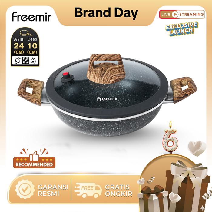 Gambar [Deal] freemir New Launch 2 In 1 Wajan Presto 24 Cm Kapasitas 3 Liter Micro Pressure Cover Lid Panci Anti Lengket Tinggi 7,5 Cm Coating Granit Multifungsi Kitchenware dari freemir Indonesia Store undefined Tokopedia