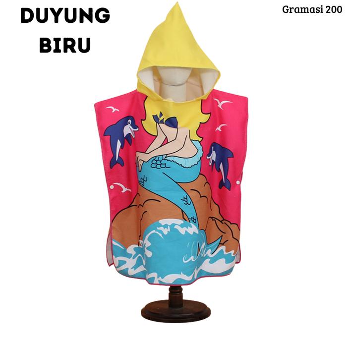 Gambar Handuk Renang Anak Tebal/ Handuk Ponco/ Handuk Hoodie /Handuk Murah - HR Duyung Biru dari Moolie Babyshop undefined Tokopedia