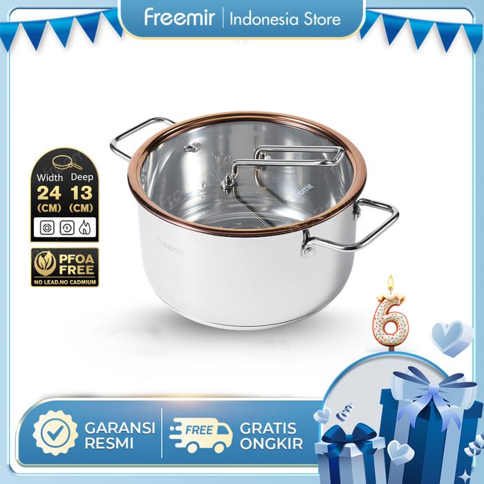 Gambar [Special Crehom] freemir New Launch Seri Api Soup Pot Panci Sup 24cm Stainless Steel 304 Kitchenware Cookware dari freemir Indonesia Store undefined Tokopedia