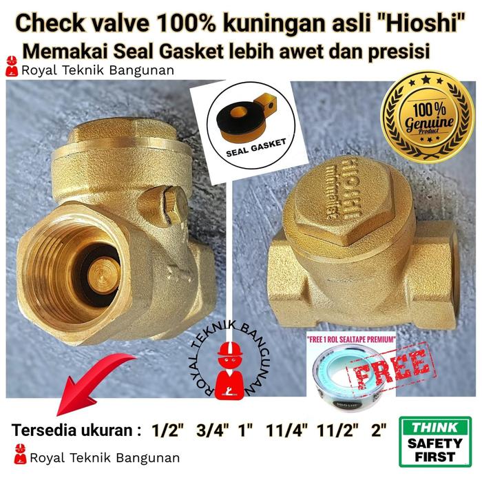 Gambar Check Valve Kuningan 1/2" 3/4" 1" 11/4" 11/2" 2" inch / Klep Tabok Air Full Brass Valve - 11/4 inch dari Royal Teknik Bangunan undefined Tokopedia