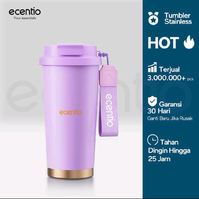 Gambar Ecentio Tumbler minum Premium Tahan dingin 24 jam Botol Stainless 316 Warna Ungu dari Hk Shoping online undefined Tokopedia
