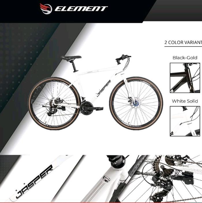 Gambar Sepeda 700c Hybrid Element Jasper 24speed Outdoor Cakram - White dari Trijayabike2 undefined Tokopedia