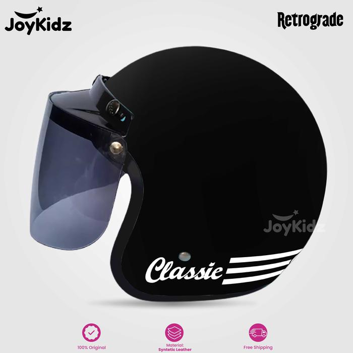 Gambar Helm Bogo Dewasa Classic Wana Hitam Gloss Doff Kaca Cembung Datar Kacamata - KACA DATAR, GLOSSY dari JoyKidz undefined Tokopedia