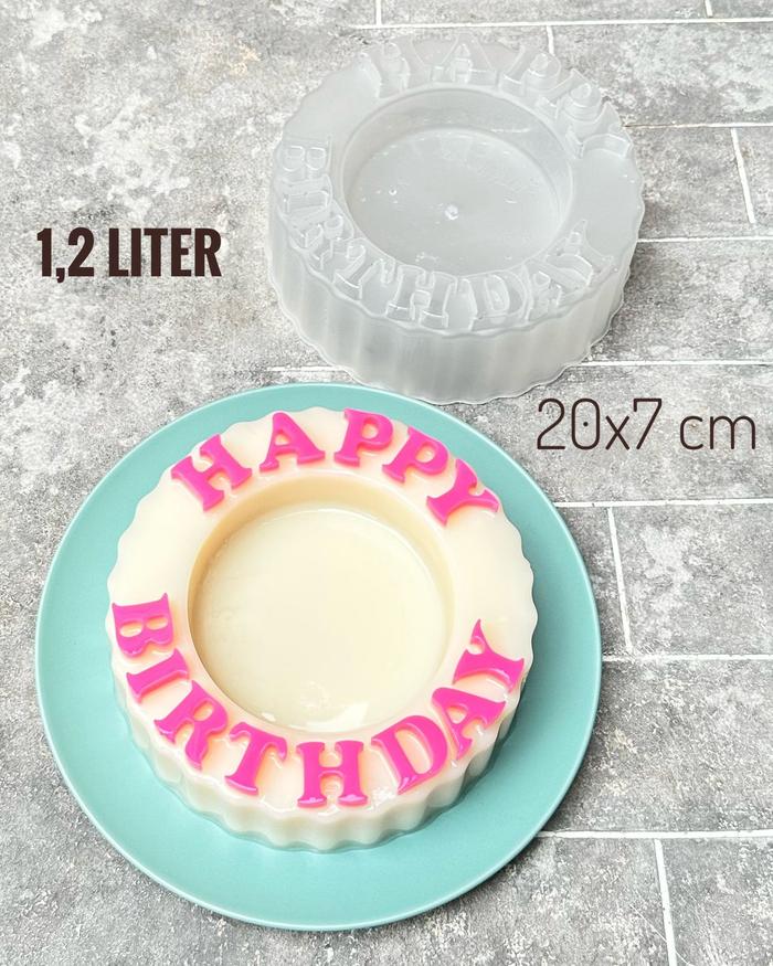 Gambar Cetakan Puding Happy Birthday Ulang Tahun Plastik Premium 1,2 Liter  20X7 CM dari Shopnitz undefined Tokopedia