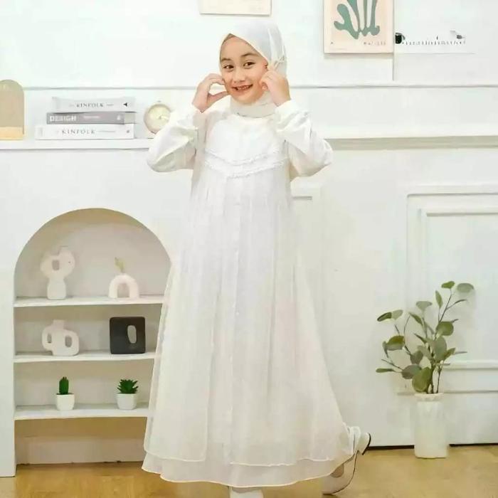 Gambar Shafa dress kids gamis anak perempuan warna putih hitam usia 4-13tahun/gamis anak model terbaru cantik adem nyaman dipake buat anak Baju Ceruty Mewah - PUTIH, S 4-5 TAHUN dari May fashion08 undefined Tokopedia