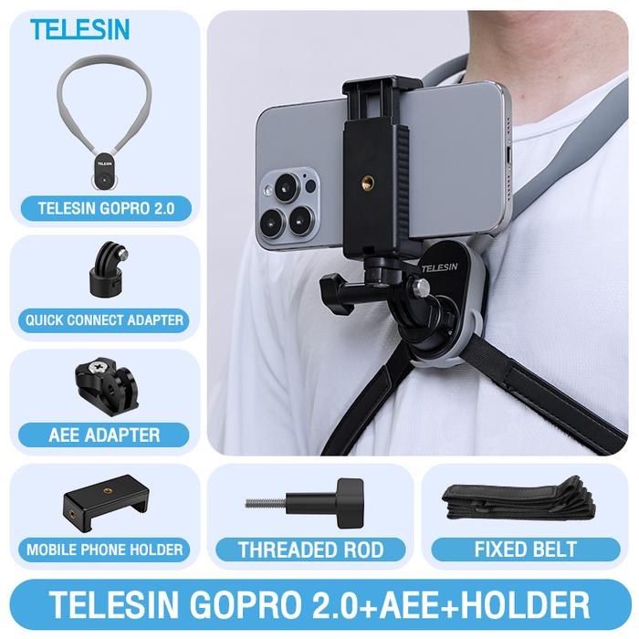 Gambar TELESIN Quick Release Magnetic Neck Mount 2.0 Dengan Tali Tetap untuk GoPro Insta360 Osmo Action Cam Mounting Kalung Magnetik U-Shape Hanging Neck Camera Holder Mount Bracket for Action Camera Smartphone Hanging Magnetic Neck Holder - gopro 2.0（+holder） dari Camera Connect_NEW undefined Tokopedia