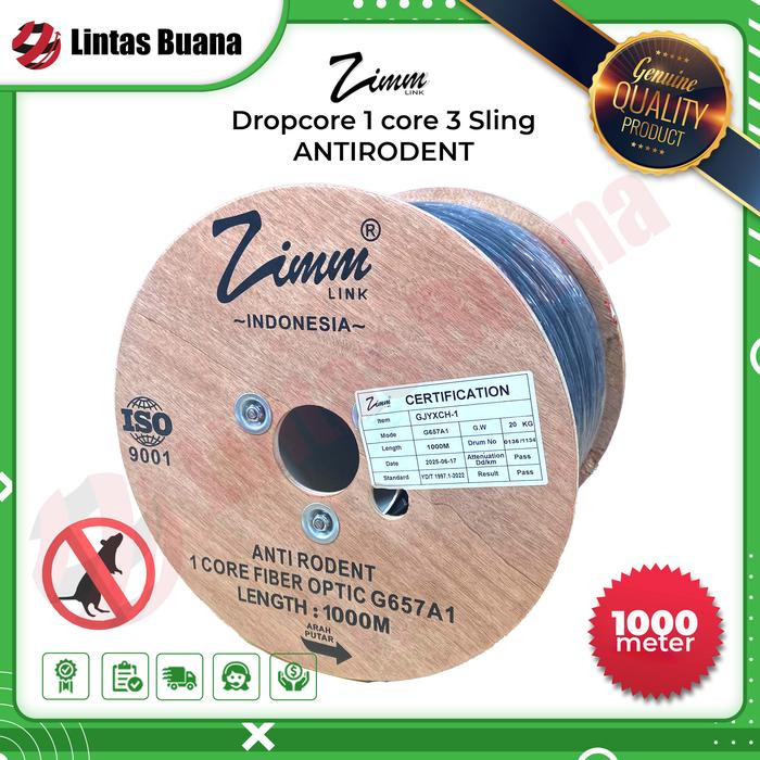 Gambar Kabel Dropcore 1 Core 1000 Meter ANTI RODENT Kabel Fiber Optik 1000m FTTH Zimmlink ANTIRODENT steel wire 1.0mm dari Lintas Buana Sby undefined Tokopedia