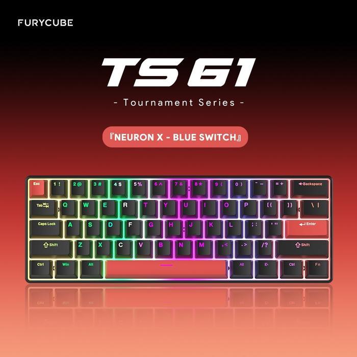 Furycube TS61 | TS-61 60% Layout RGB Backlight Hotswappable Mechanical Gaming Keyboard