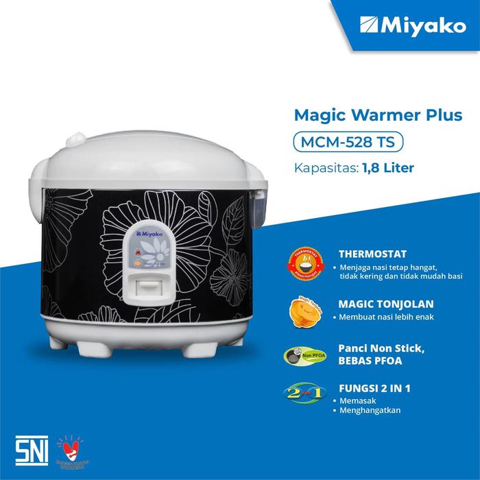Gambar [GARANSI MURAH] Miyako Magic Com 3in1 528 - 1.8L Penghangat Cooker / RICE  COOKER 528 - mcm 528 ts dari BELILAGICOID INDONESIA undefined Tokopedia