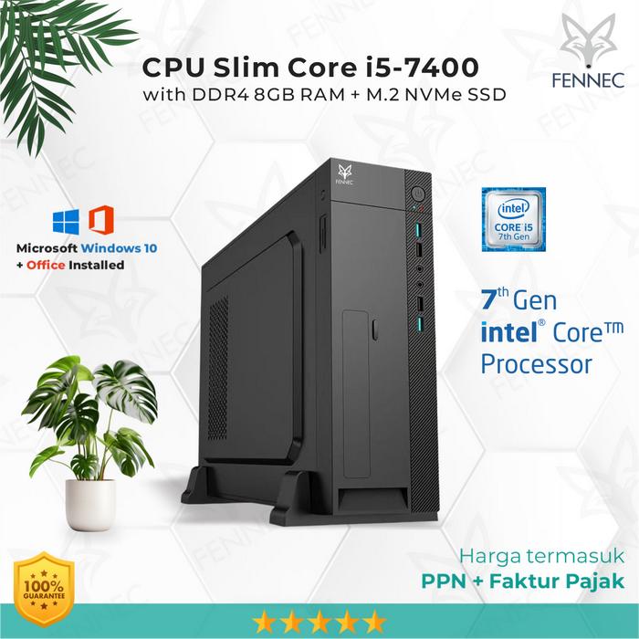 CPU PC Slim Intel Core i5-7400 Gen-7 DDR4 SSD Rakitan Office SSD NVMe  256GB, Harddisk 1TB