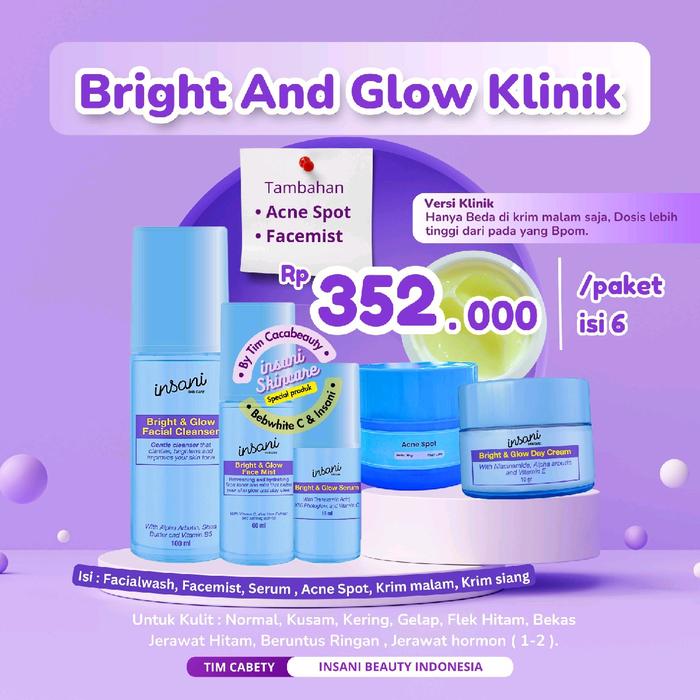 Gambar Insani Skincare Bright & Glow Klinik - Pencerah Wajah - Paket Isi 6Pcs dari DY Collection28 undefined Tokopedia