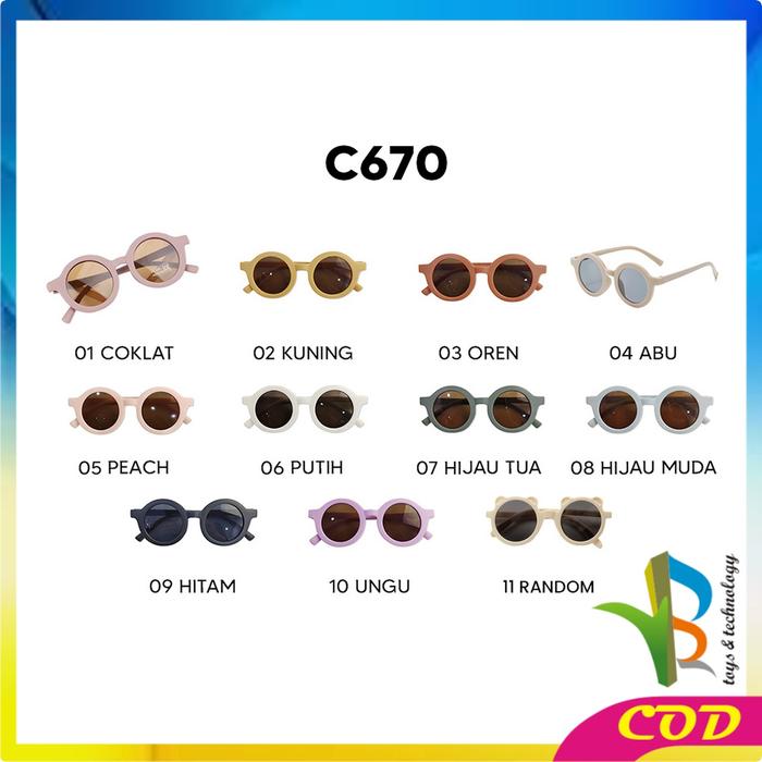 Gambar [COD] RB C670 Kacamata Hitam Anak Perempuan Bingkai Bulat Unisex / Kaca Mata - C670, Orange dari RB TOYS AND TECHNOLOGY undefined Tokopedia