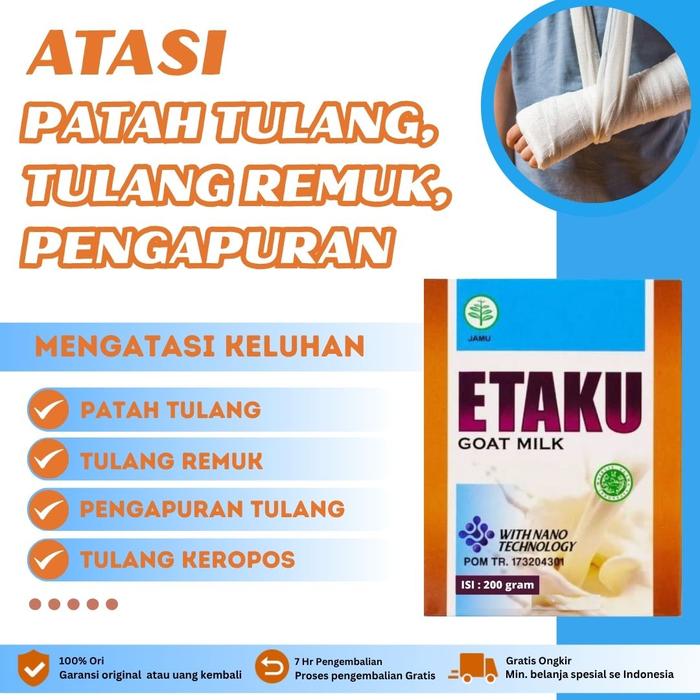 Gambar Susu Kalsium Penyembuhan Patah Tulang Anak dan Dewasa, Penyambung Patah Tulang Retak, Vitamin Untuk Tulang Remuk | Susu Etaku Vitamin D3 dari Nafiza herbal undefined Tokopedia