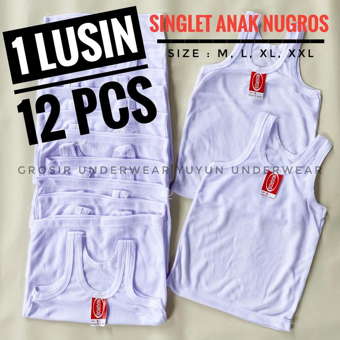 Gambar Paket Usaha 1 Lusin Kaos Dalam Anak Ensa / Nugros Singlet Anak Putih Polos Salur Halus Lembut Menyerap Keringat Kaos Dalam Tanpa Lengan Unisex Anak Laki Laki dan Perempuan - 1 Lusin M dari grosirunderwear_NEW undefined Tokopedia