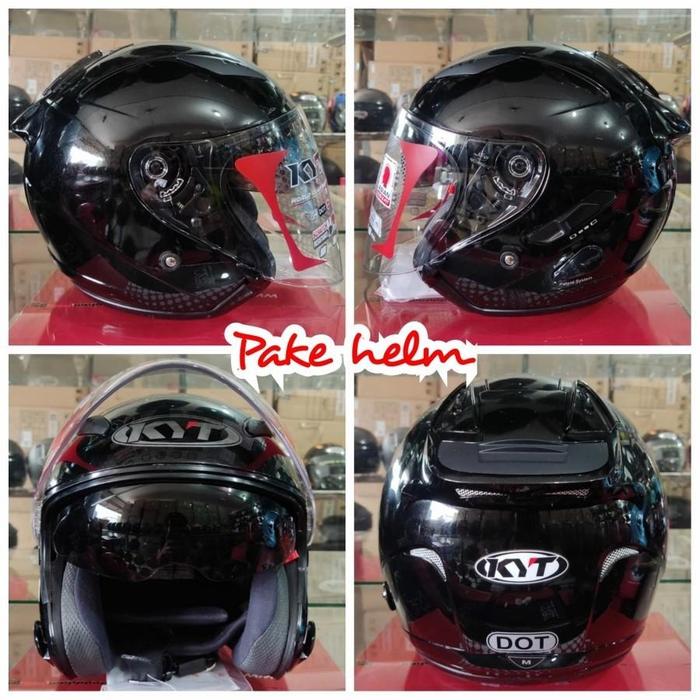 Gambar HELM KYT GALAXY FLAT R HITAM BLACK GLOSS KYT HALF FACE DOUBLE VISOR - M dari pakehelm undefined Tokopedia