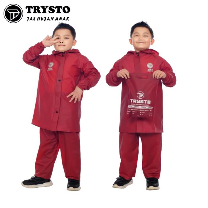 Gambar Jas Hujan Anak Pria dan Wanita Raincoat Mantel Anak By TRYSTO Jas Hujan Anak Bahan PVC - Merah ANAK, M dari trisitofficial undefined Tokopedia