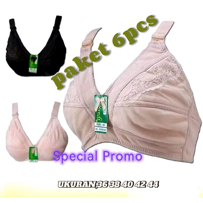 Gambar PROMO 6PCS,,,BH IBU JUMBO TANPA BUSA TANPA KAWAT  TALI LEBAR DAN BESAR  MERK SRIKANDI PALUMI SUCAGI Wanita Lembut Dewasa - 6PCS WARNA RANDOM, 36 dari DZK Underwear store undefined Tokopedia