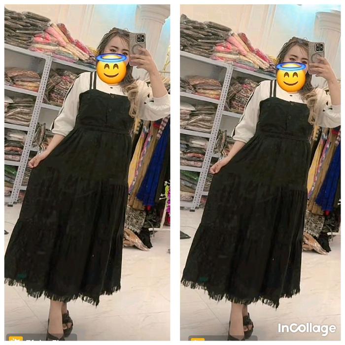 Gambar MIDI Dress Wanita Rawis List 2  kancing busui katun rayon Ld 110 pb 120 - Hitam, standar dari Nabila Daster37 undefined Tokopedia