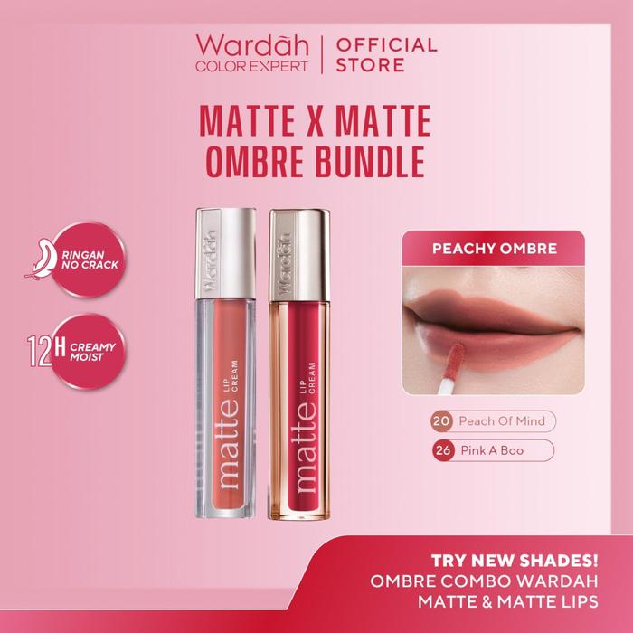 Gambar WARDAH Paket Ombre Matte Lip Cream - Cleopatra Look - Liptint-Lip-Stain-Lipgloss-Lipstik-Lip Tint-Lip Matte-Lipstick-Lipcream-Lip Cream- Glossy Lip Longlasting Waterproof Tahan Lama - Makeup - 20 + 26 dari wardahbeautyid undefined Tokopedia