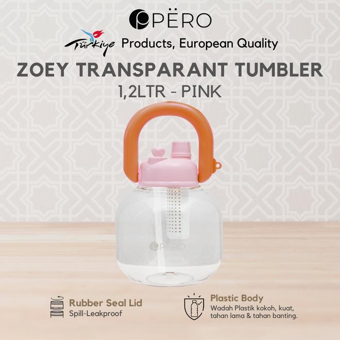Gambar [EXC HCU] Zoey Transparant Plastic Bottle 1.2 Liter / Botol Minum Tumbler Plastik - PInk  dari Pero Indonesia Kab. Tangerang Tokopedia
