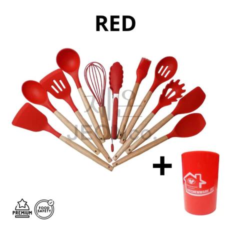 Gambar Spatula Set Silikon Jeon 12pcs / Sutil Set Silikon Aman Tahan Panas Anti Lengket Non Stick / Set Alat Masak Utensil / Sodet Sutil Capit Pengocok Telur / Baking set Ungu Pink Hitam Tosca Kayu Peralatan Wadah Kitchenware Sendok Kuas - Pink - 12in1, Free Kardus dari Rianto olshop undefined Tokopedia