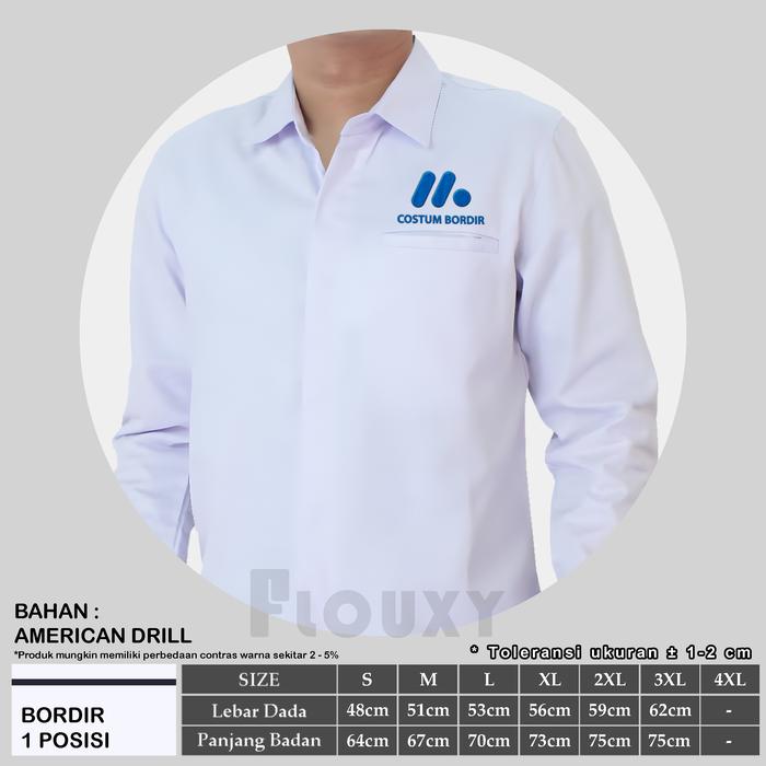 Gambar kemeja lengan panjang costum bordir/kemeja seragam bordir/unisex - Bordir 1posisi, S dari FLOUXY STORE undefined Tokopedia