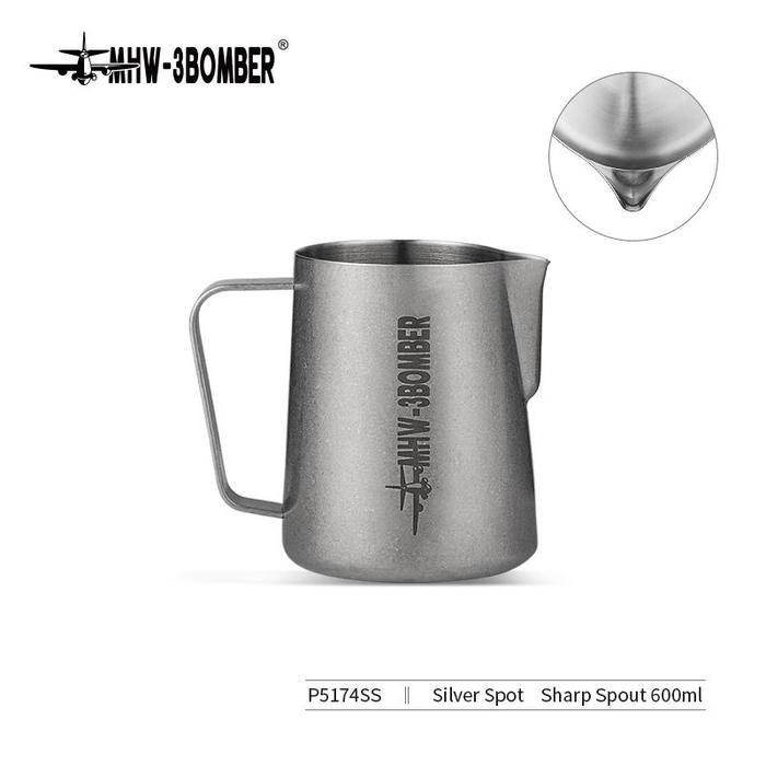 Gambar MHW-3BOMBER 600ml Milk Jug 3.0 Stainless Steel Milk Frothing Pitcher Professional Latte Art Steam milk Pitcher milk foam Jug SUS SS 304 sharp spout ujung lancip premium berkualitas Original MHW3BOMBER - 600ml Silver dari Trosten undefined Tokopedia