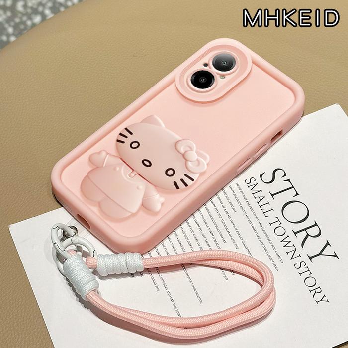 Gambar MHKEID Casing Hp untuk Realme C67 12 Lite Case Kucing kartun Berputar 360°cermin dengan Dudukan Multifungsi dan Tali Pengaman Ponsel Silikon Casing - Gaya1, Realme C67 4G dari MHKEID MALL Kab. Tangerang Tokopedia