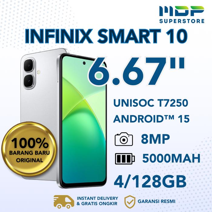Gambar INFINIX SMART 10 4/128GB BLACK/ SILVER - HANDPHONE SMART - TITANIUM SILVER dari mdpsuperstore undefined Tokopedia