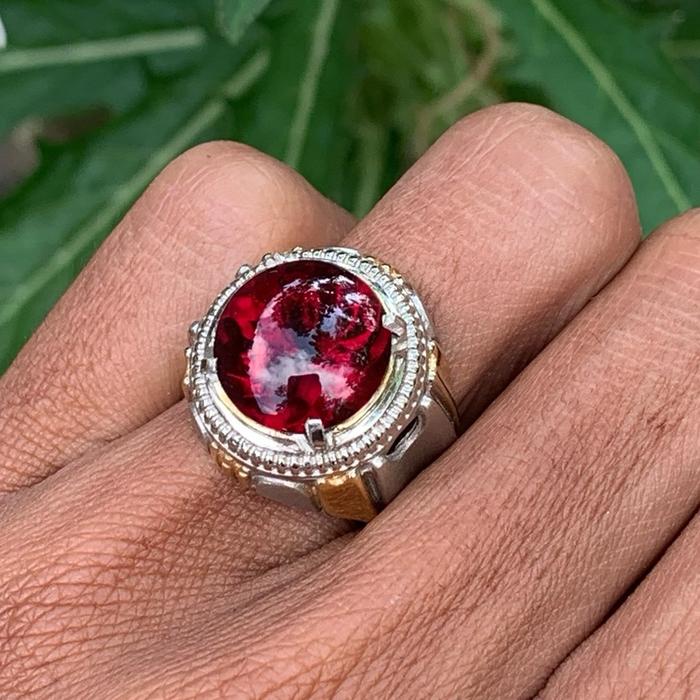 Gambar Natural  batu fire oval wonogiri merah Cincin Titanium Pria dari UD ABDI SELO undefined Tokopedia
