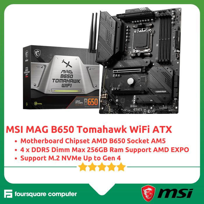 MSI MAG B650 Tomahawk WiFi Motherboard AMD Ryzen Socket AM5 ATX di  Foursquare Computer Bandung Tokopedia