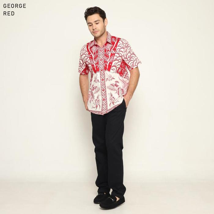 Gambar Evercloth George Kemeja Batik Pria Lengan Pendek VM Cheongsam Changsan Merah Natal Imlek CNY Hem Batik Cowok Baju Batik Laki-Laki Slim Fit Batik Couple Modern Seragam Keluarga Couple Kantor Sarimbit Katun Stretch Red Merah Putih Natal Imlek CNY - JUMBO RED PENDEK dari EVERCLOTH undefined Tokopedia