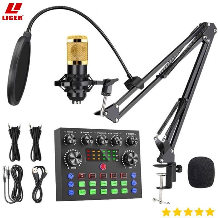 Gambar Paket lengkap BM800 Plus Sound Card V8S MIKO LIGER bisa Untuk Karoke/Live Streaming Alat Microphone Soundcard bisa di sambungkan ke Laptop dan speaker aktif dari LIGER OFFICIAL STORE undefined Tokopedia
