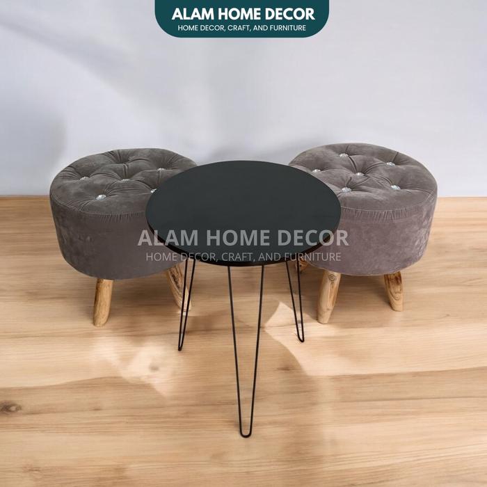 Gambar Set Sofa Stool 2 Kursi 1 Meja Bebas Pilih Variasi Warna Furniture Kayu Kokoh Antik Busa Cafe Estetik Kursi Minimalis - Set Stool Kancing Abu, Meja Hitam dari Alam Home Decor_NEW undefined Tokopedia
