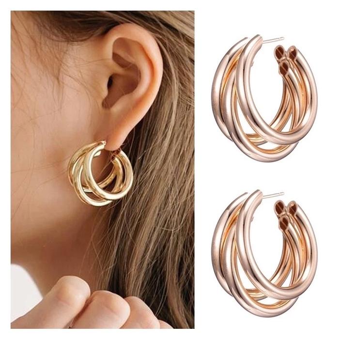 Gambar ￼Anting Hijab Pashmina Wanita Korea Titanium Emas Giwang Perhiasan Mewah  Gaya Vintage Bohemian Anting Lingkaran Bulat - Besar dari Darisa hijab_NEW undefined Tokopedia