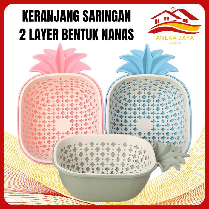 Gambar Keranjang Saringan 2 Layer Bentuk Nanas 2in1 / Baskom Set Wadah Cuci Buah Sayur / Drain Basket Mangkok Tempat Tirisan Pengering Sayuran Double Layers Perlengkapan Dapur Unik Lucu Mangkuk Plastik Serbaguna Multifungsi dari Aneka Jaya Store 109 undefined Tokopedia