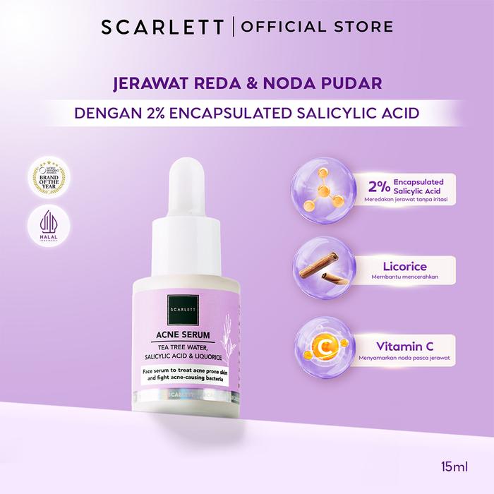 Gambar Scarlett Whitening 1pcs Acne Series - Serum / Toner / Facial Wash / Day Cream / Night Cream Mengobati Kulit Berjerawat - Acne Serum dari Scarlett Whitening undefined Tokopedia